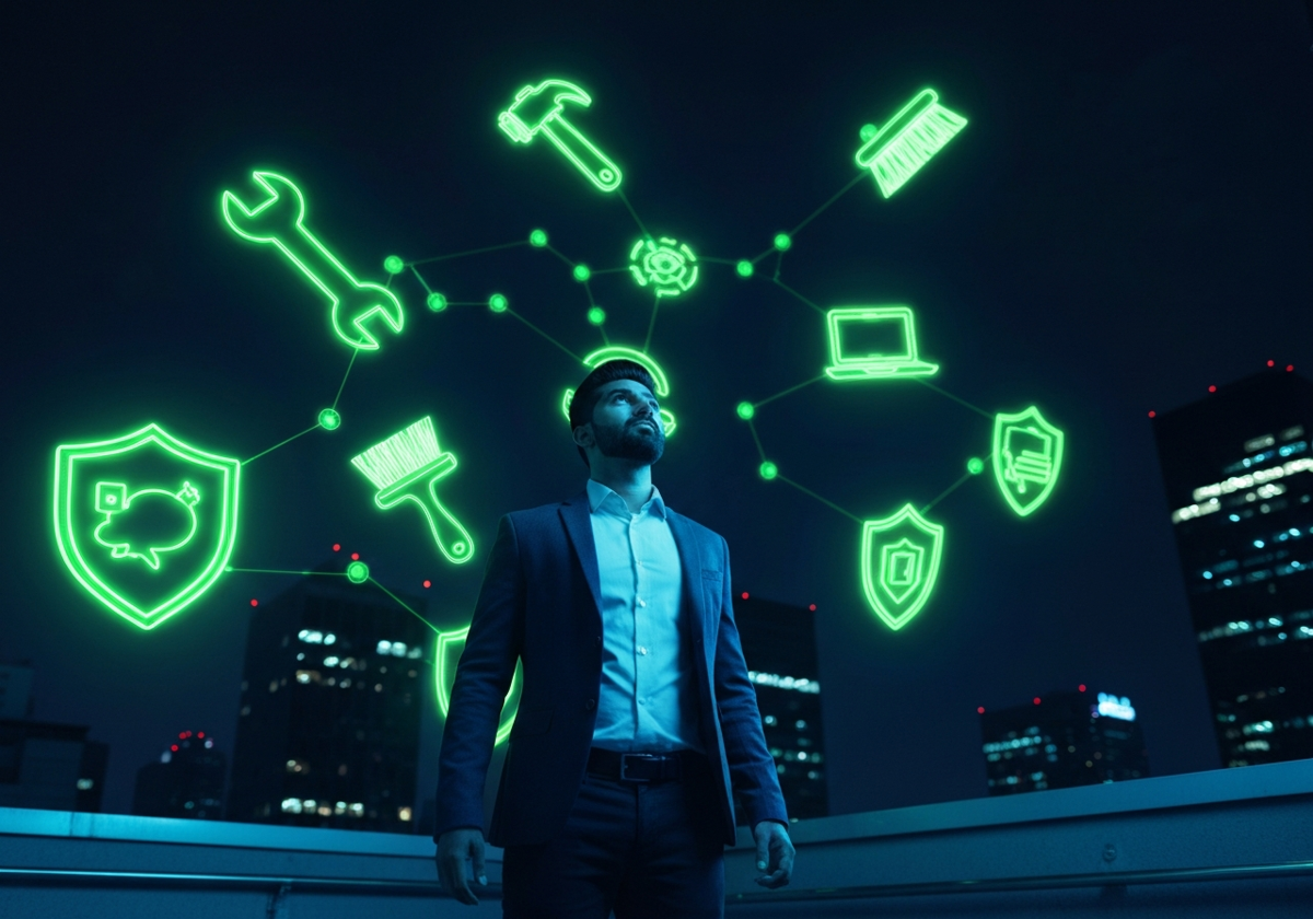 Cliente conectándose con especialistas mediante chips verdes